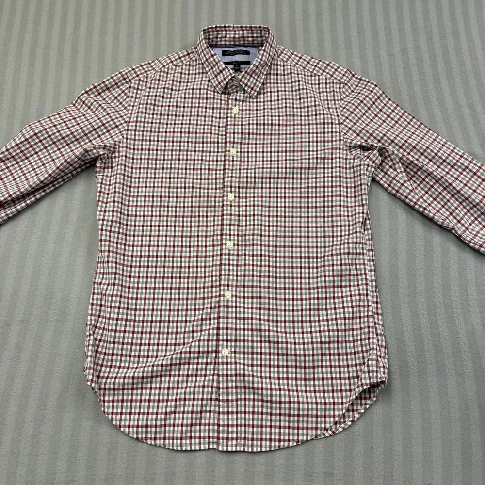 Banana Republic Mens Shirt Medium Plaid Slim Fit Custom 078 Wash Button Down